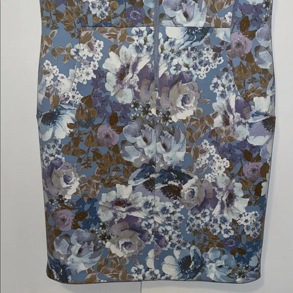 Calvin Klein Floral Sheath Dress Blue Floral Print Scuba Crepe Women’s 22 - Picture 8 of 11